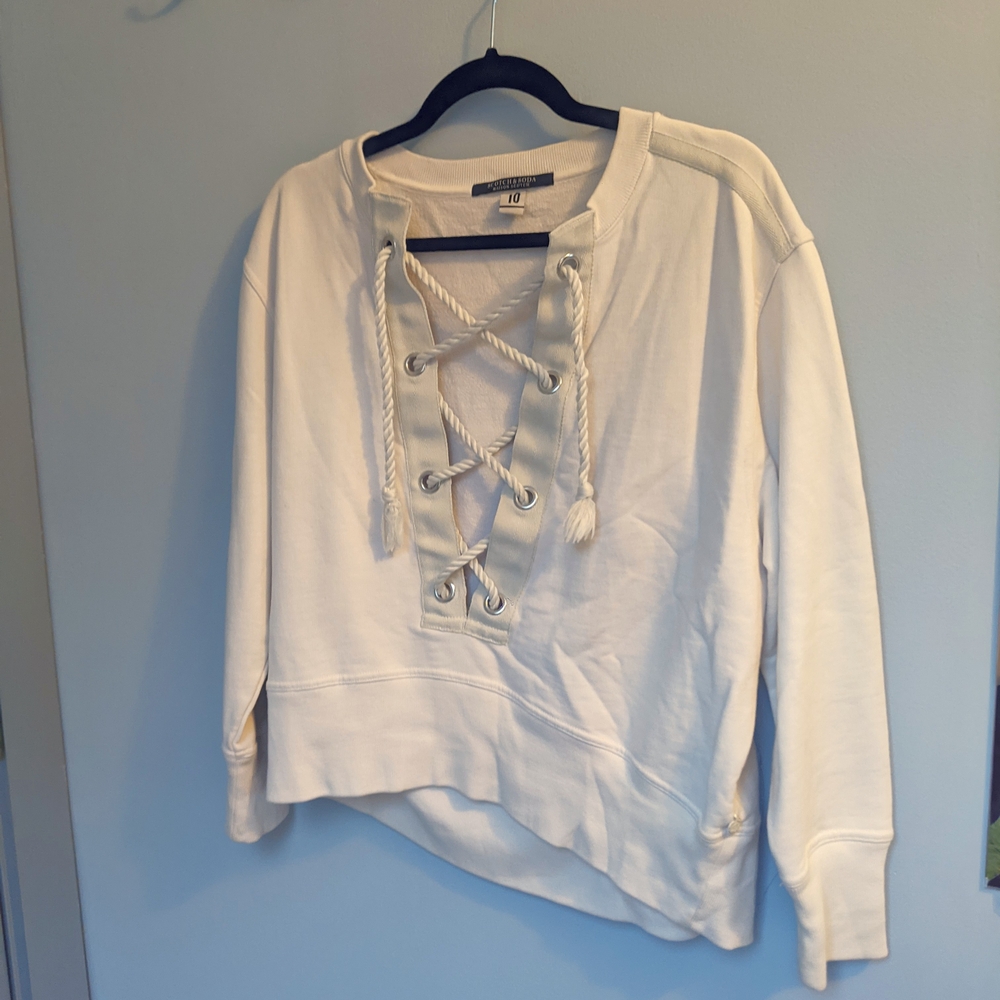 Scotch & Soda White Tie Front Sweatshirt